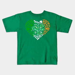 Happy St. Patrick's Day with Shamrock Heart in Irish Flag Colors Kids T-Shirt